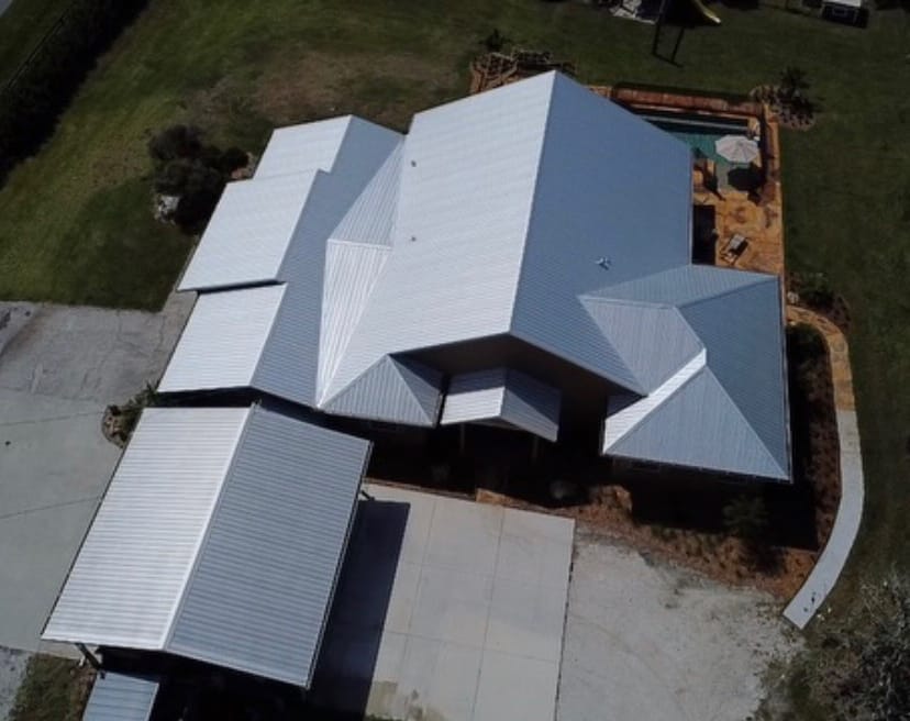 Aerial View on New Metal Roof in Bee Ridge FL